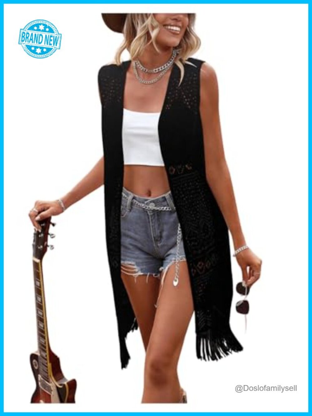 Boho Crochet Fringe Sleeveless Vest Top